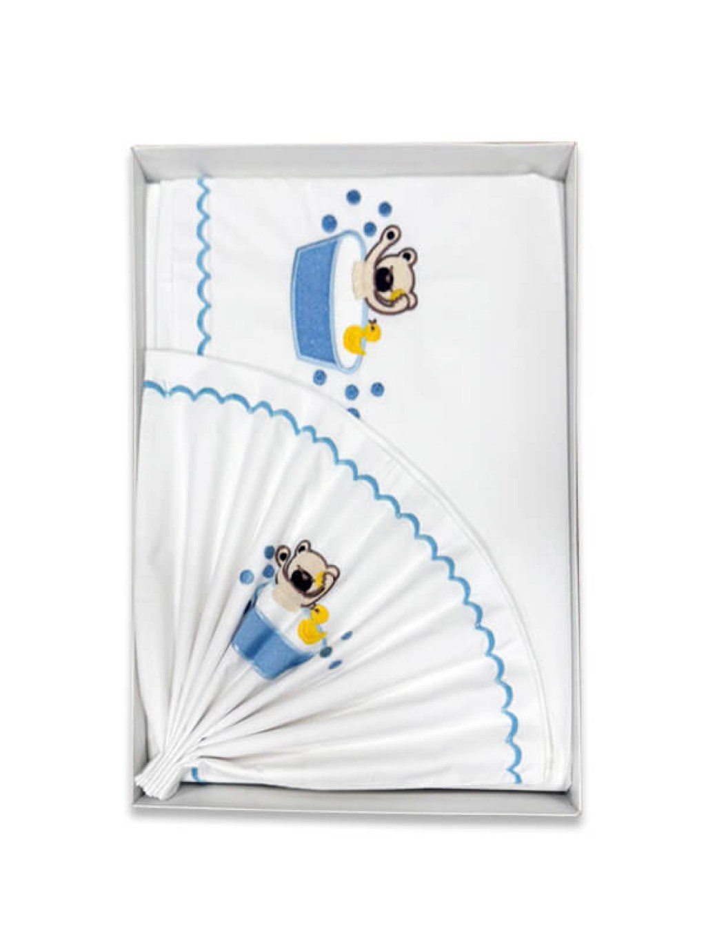 Σετ Βρεφικά Σεντόνια Κούνιας Βαμβακερά Με Κέντημα Μπανάκι Μπλε Γαρύφαλλο 110x160 | Γαρύφαλλο - Λευκά Είδη