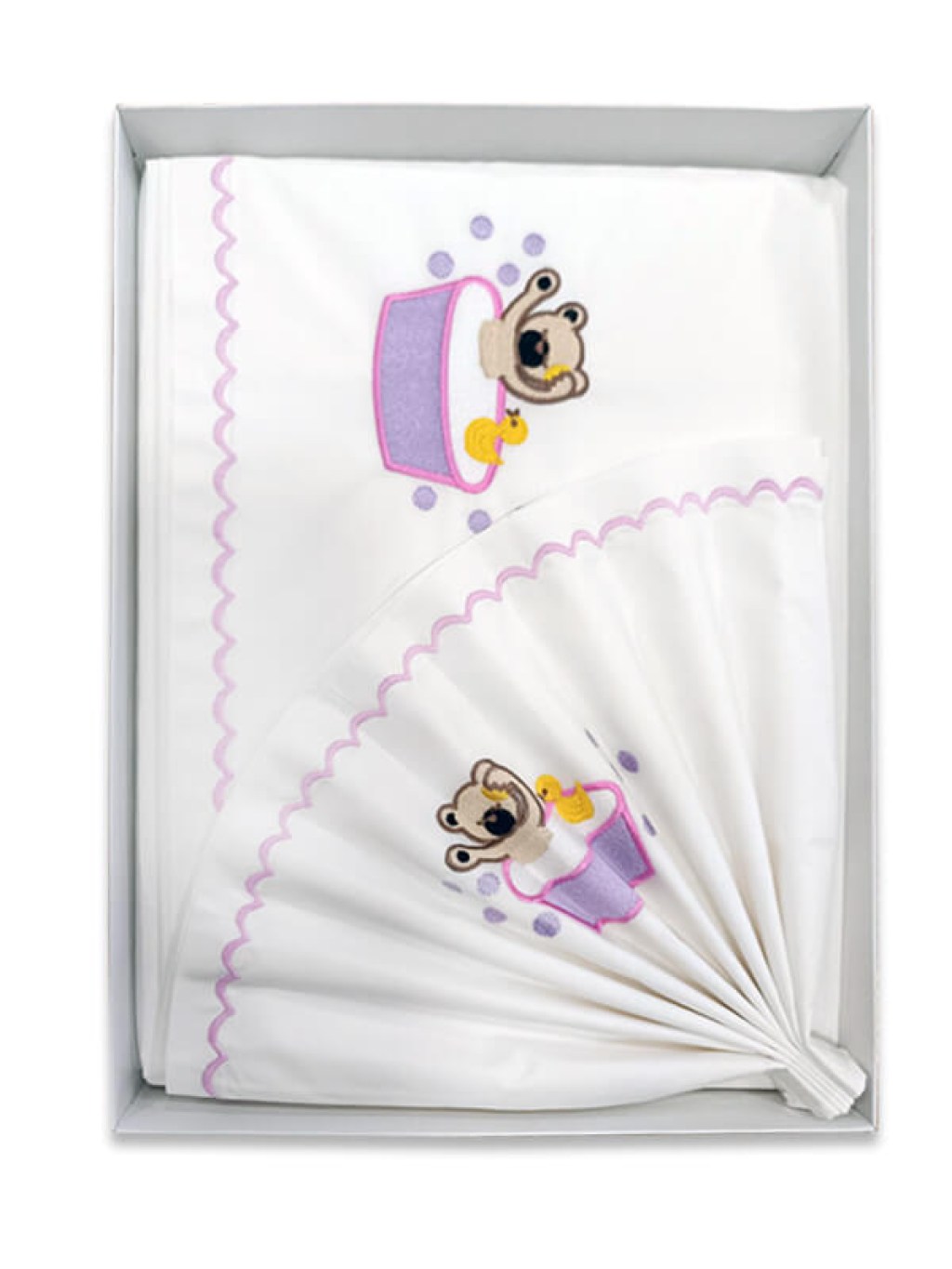 Σετ Βρεφικά Σεντόνια Κούνιας Βαμβακερά Με Κέντημα Μπανάκι Ροζ Γαρύφαλλο 110x160 | Γαρύφαλλο - Λευκά Είδη