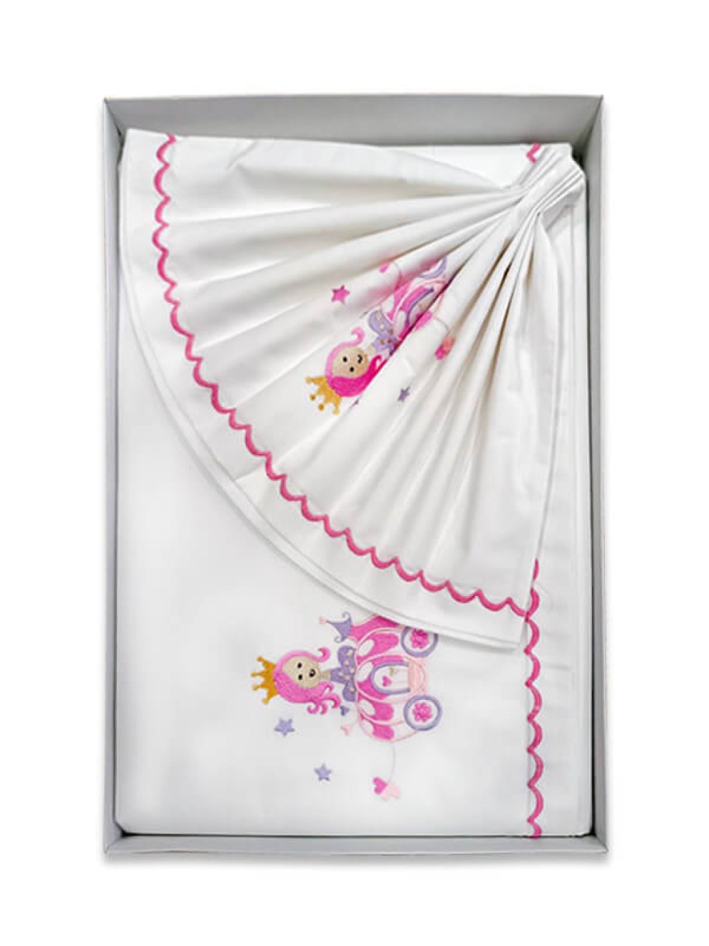 Σετ Βρεφικά Σεντόνια Κούνιας Βαμβακερά Με Κέντημα Princess Ροζ Γαρύφαλλο 110x160 | Γαρύφαλλο - Λευκά Είδη