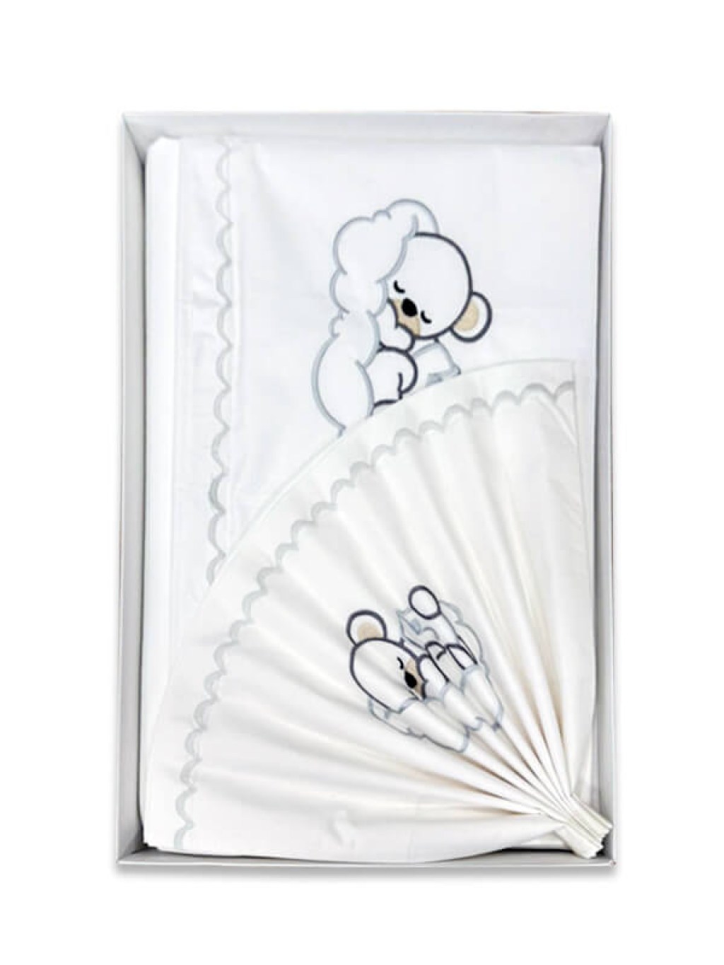 Σετ Βρεφικά Σεντόνια Κούνιας Βαμβακερά Με Κέντημα Νανούρισμα Γκρι Γαρύφαλλο 110x160 | Γαρύφαλλο - Λευκά Είδη