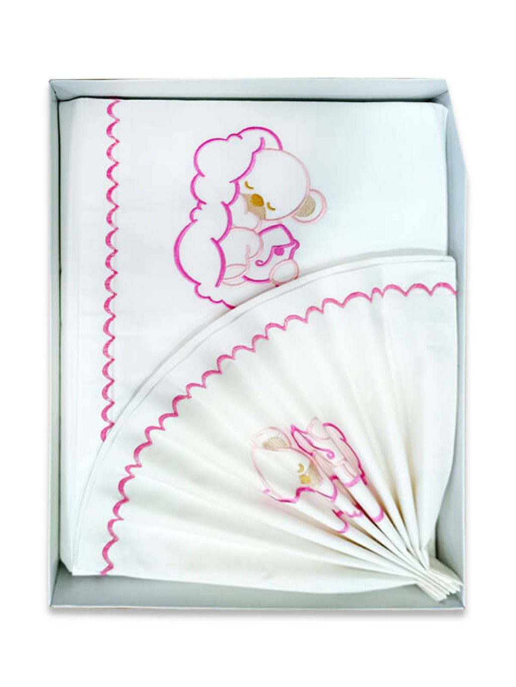 Σετ Βρεφικά Σεντόνια Κούνιας Βαμβακερά Με Κέντημα Νανούρισμα Ροζ Γαρύφαλλο 110x160 | Γαρύφαλλο - Λευκά Είδη