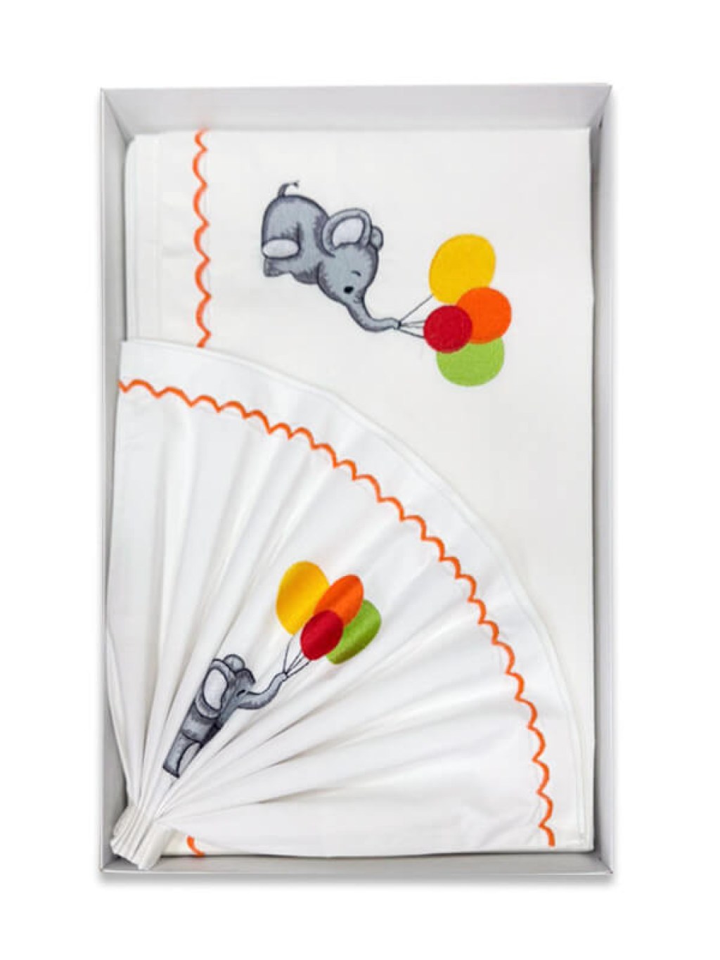 Σετ Βρεφικά Σεντόνια Κούνιας Βαμβακερά Με Κέντημα Χαρούμενο Ελεφαντάκι Γκρι Γαρύφαλλο 110x160 | Γαρύφαλλο - Λευκά Είδη