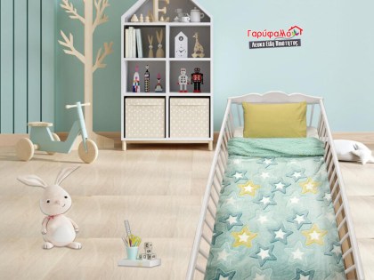 Βρεφική Κουβέρτα Κούνιας Φωσφοριζέ Fleece με Sherpa Stars Γαρύφαλλο 110x150 | Γαρύφαλλο - Λευκά Είδη