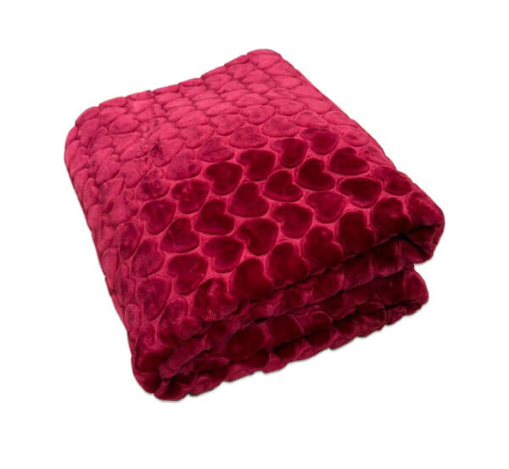 Βρεφική Κουβέρτα Κούνιας Βελουτέ Κόκκινο Με Ανάγλυφα Σχέδια Καρδούλες Γαρύφαλλο 105x135 | Γαρύφαλλο - Λευκά Είδη