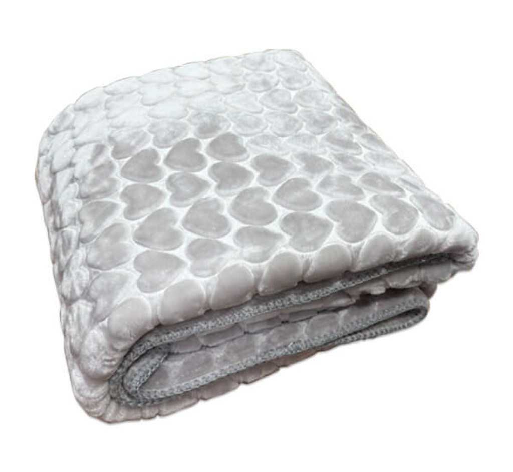 Βρεφική Κουβέρτα Κούνιας Βελουτέ Γκρι Με Ανάγλυφα Σχέδια Καρδούλες Γαρύφαλλο 105x135 | Γαρύφαλλο - Λευκά Είδη