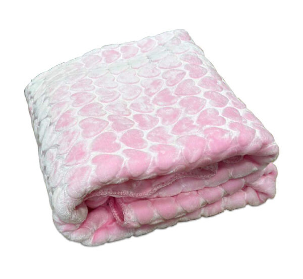 Βρεφική Κουβέρτα Κούνιας Βελουτέ Ροζ Με Ανάγλυφα Σχέδια Καρδούλες Γαρύφαλλο 105x135 | Γαρύφαλλο - Λευκά Είδη