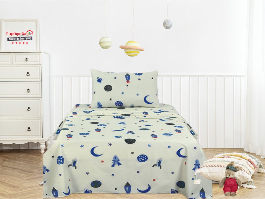 Βρεφικό Κατωσέντονο Κούνιας Με Λάστιχο Διάστημα Γαρύφαλλο 70x140+20 | Γαρύφαλλο - Λευκά Είδη