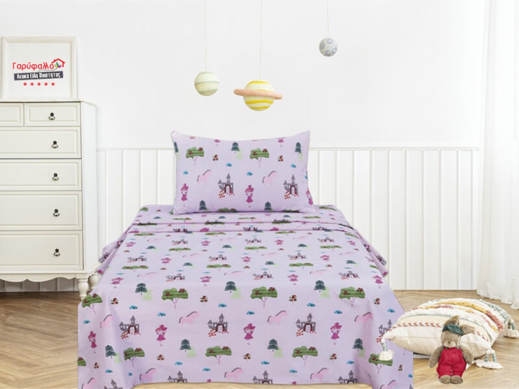 Βρεφικό Κατωσέντονο Κούνιας Με Λάστιχο Μονόκερος Γαρύφαλλο 70x140+20 | Γαρύφαλλο - Λευκά Είδη