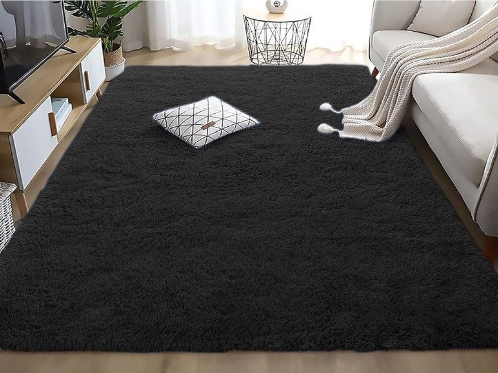 Χαλί Fluffie Μαύρο Με Αντιολισθητικό Πάτο Γαρύφαλλο | Γαρύφαλλο - Λευκά Είδη