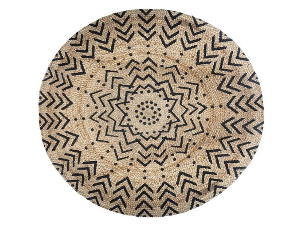 Χαλί Γιούτα Στρογγυλό Βαμβακερό Arrows Γαρύφαλλο Δ100-150 | Γαρύφαλλο - Λευκά Είδη