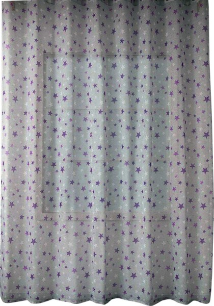 Παιδική Κουρτίνα Λεπτή Με Τρέσα Αστεράκια Μωβ Γκρι Γαρύφαλλο 260x280 | Γαρύφαλλο - Λευκά Είδη