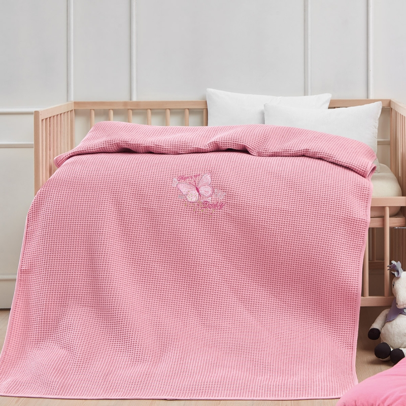 Κουβέρτα πικέ με κέντημα Art 5302 100X150 Ροζ - 100x150 Ροζ Beauty Home 