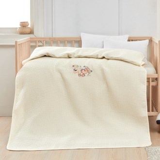Κουβέρτα πικέ με κέντημα Art 5306 80x110 Μπεζ - 80x110 Μπεζ Beauty Home 