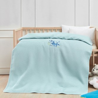 Κουβέρτα πικέ με κέντημα Art 5310 80x110 Γαλάζιο - 80x110 Γαλάζιο Beauty Home 