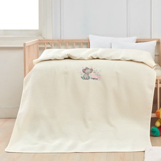 Κουβέρτα πικέ με κέντημα Art 5303 100X150 Μπεζ - 100x150 Μπεζ Beauty Home 