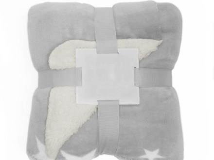Κουβέρτα Μονή Γκρι Super Soft Flannel Sherpa Αστέρια Γαρύφαλλο 160x220 | Γαρύφαλλο - Λευκά Είδη