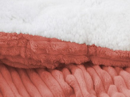 Κουβέρτα Μονή Κοραλί Super Soft Sherpa Stripes Γαρύφαλλο 160x220 | Γαρύφαλλο - Λευκά Είδη
